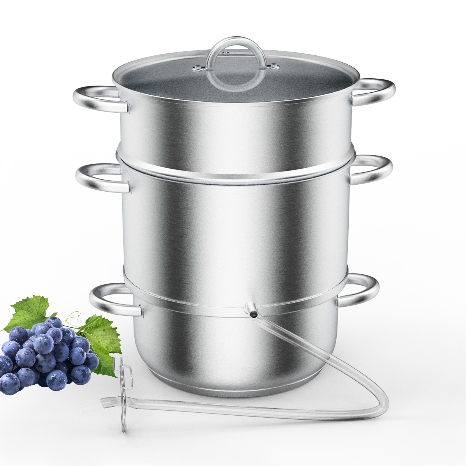 Professional-Grade 8.5Qt Stainless Steel Steam Juicer - Triple-Layer Base Silver Professional-Grade 8.5Qt Stainless Steel Steam Juicer - Triple-Layer Base Silver