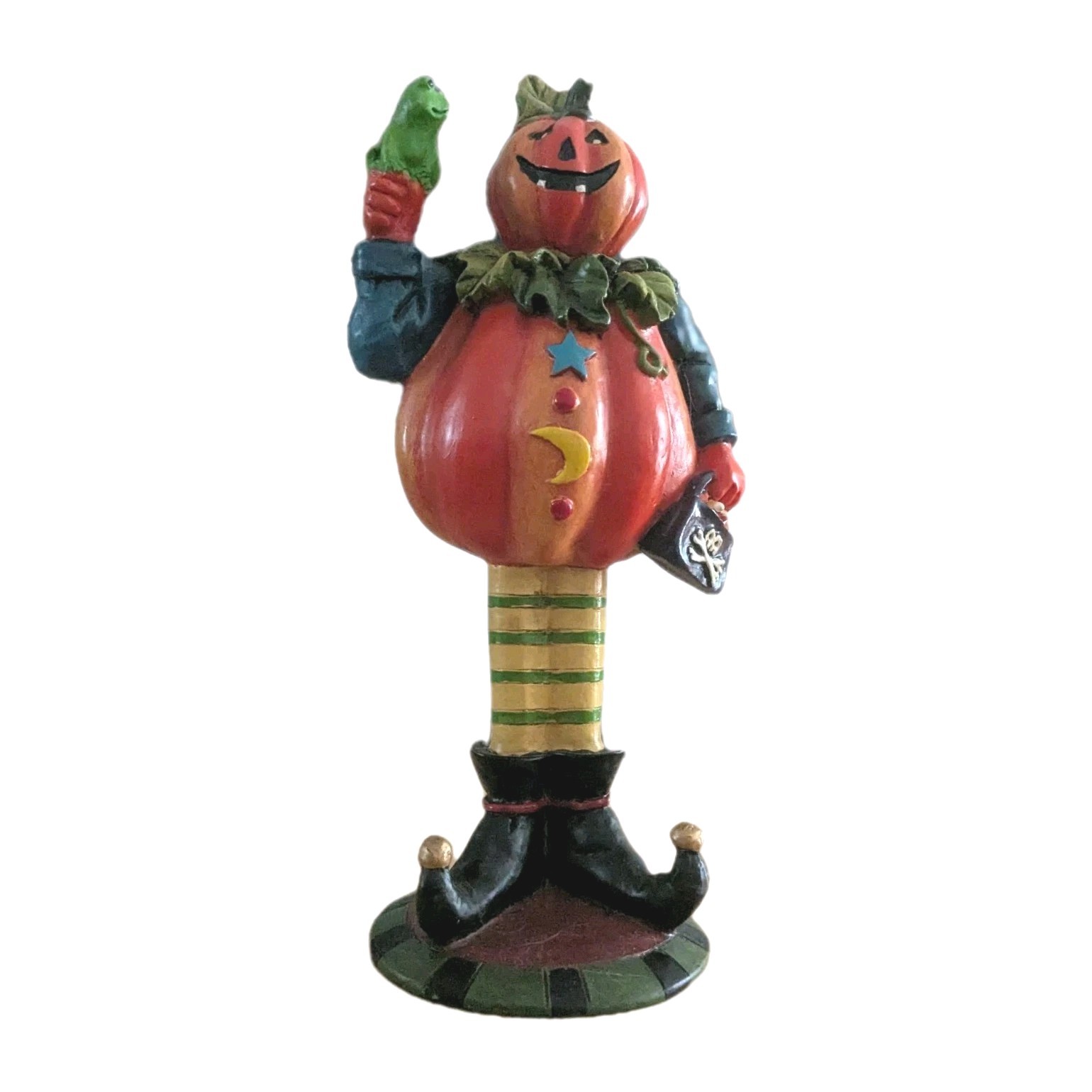 Nantucket Halloween Figurine Pumpkin Man with Frog Trick-or-Treat Bag 9\