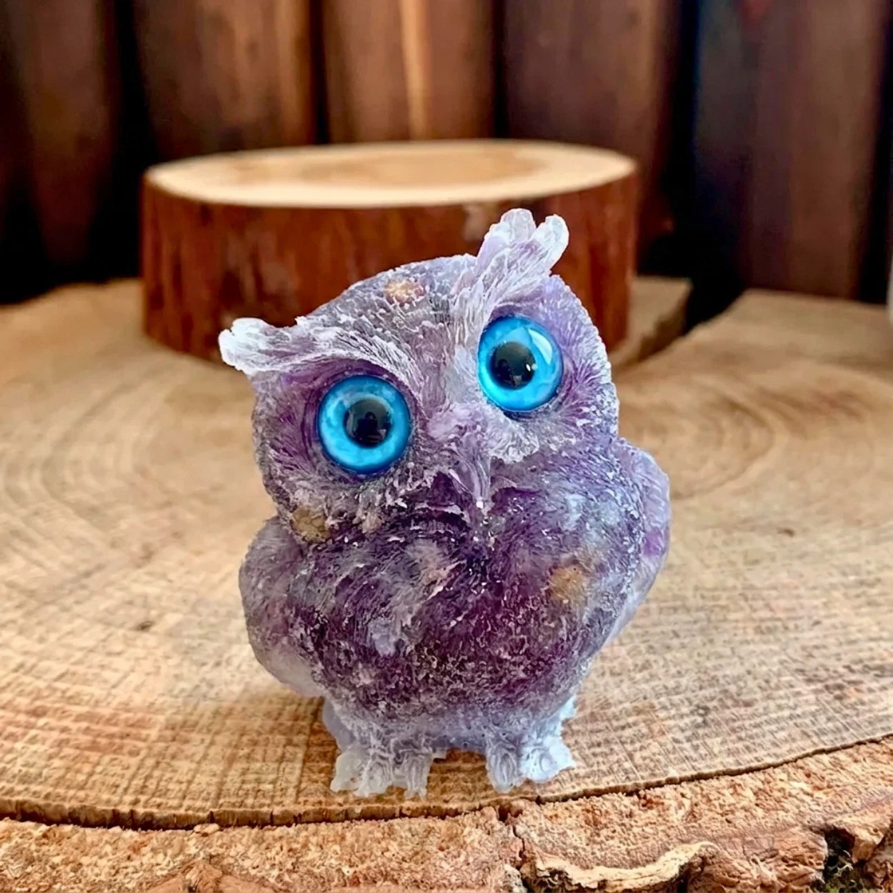 Natural Amethyst Crystal Owl Figurine Gemstone Bird Statue Healing Reiki Gift US