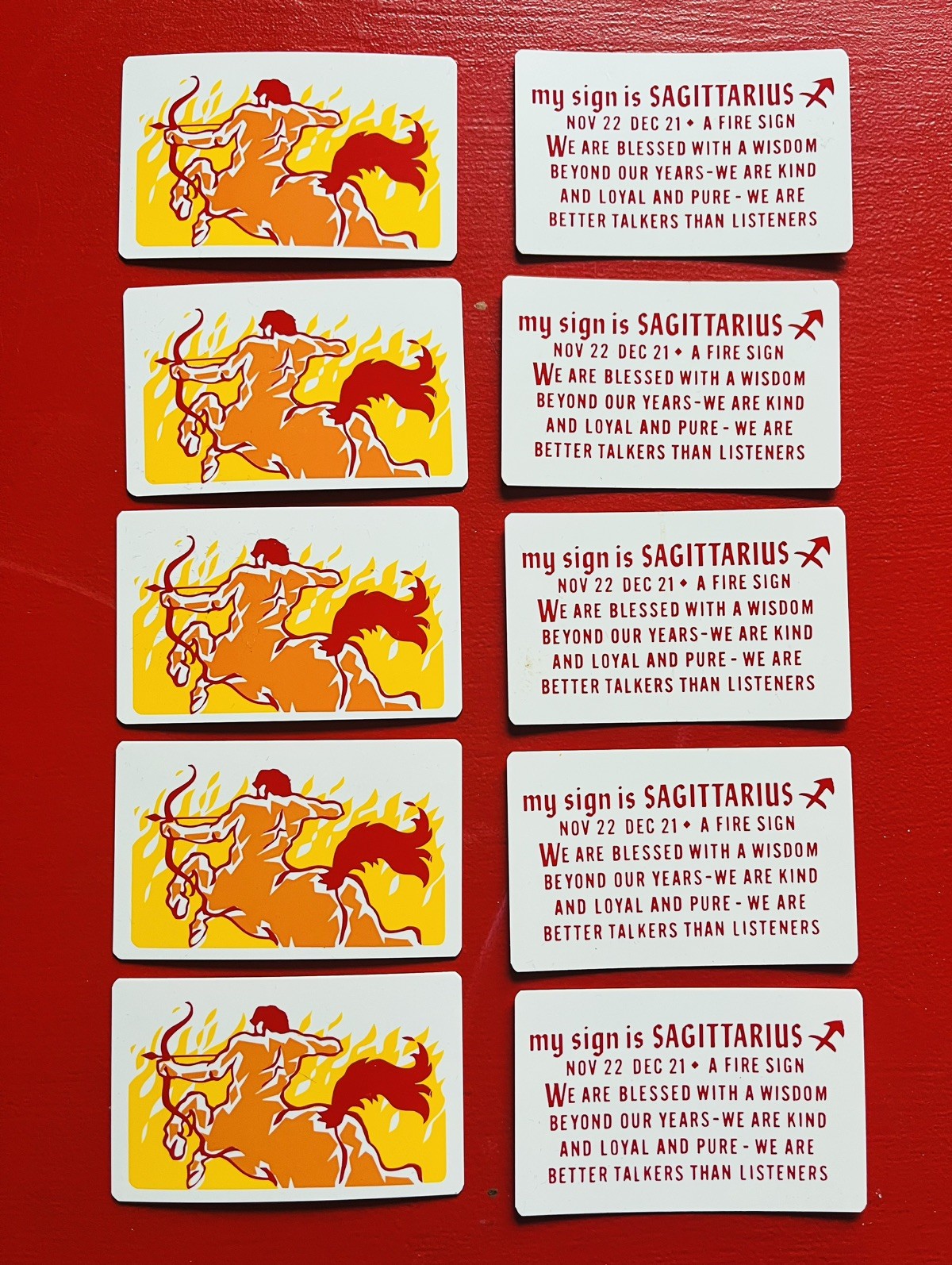 Sagittarius Zodiac Horoscope Vintage Astrology ID Cards, from 1960s