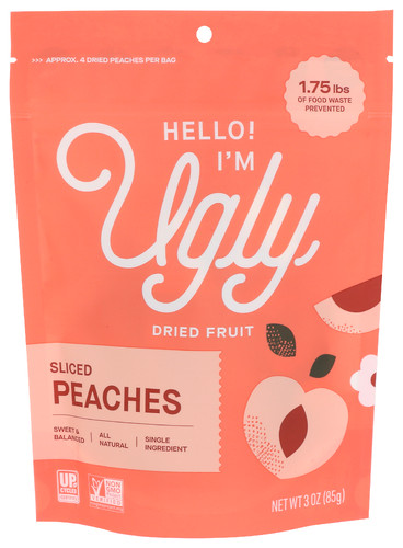 Hello Im Ugly Peaches Dried Nd Sliced 3 Oz Pack Of 12