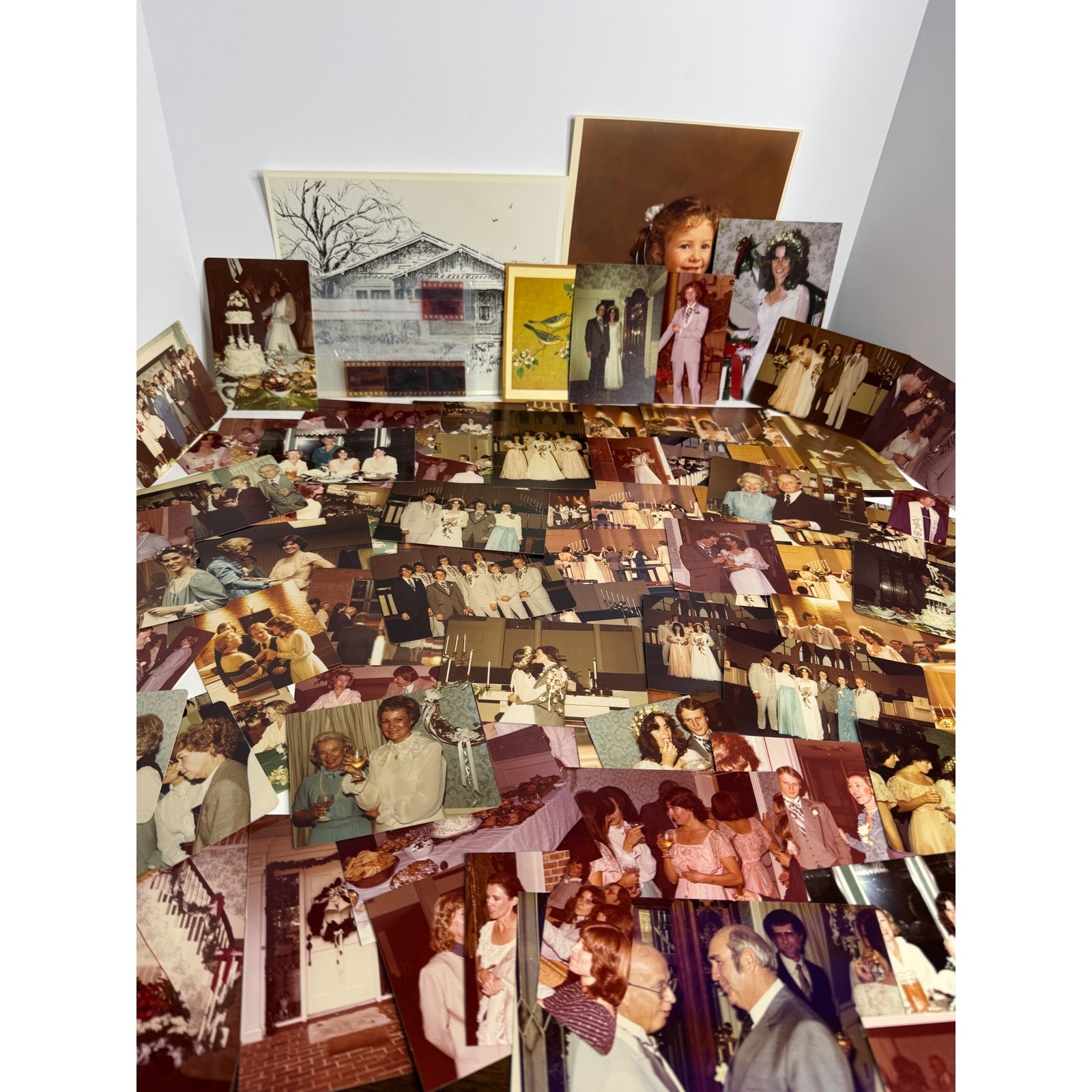 Vintage 1970s 1980s Wedding Photo Lot Ephemera Junk Journal Film Negatives 1982