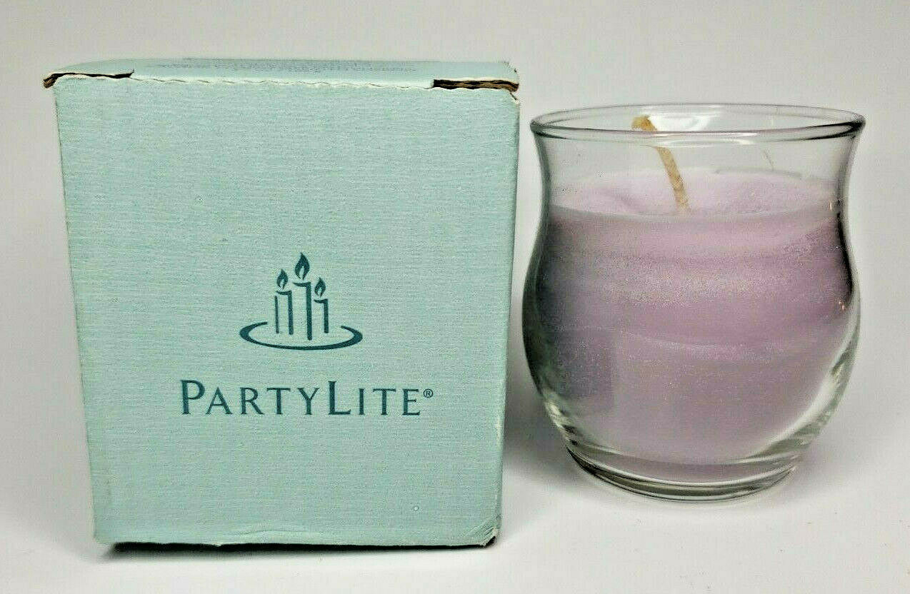 PartyLite Mini Barrel Glass Jar Candle Bestburn 3.7oz  Lilac  P6D/G3367