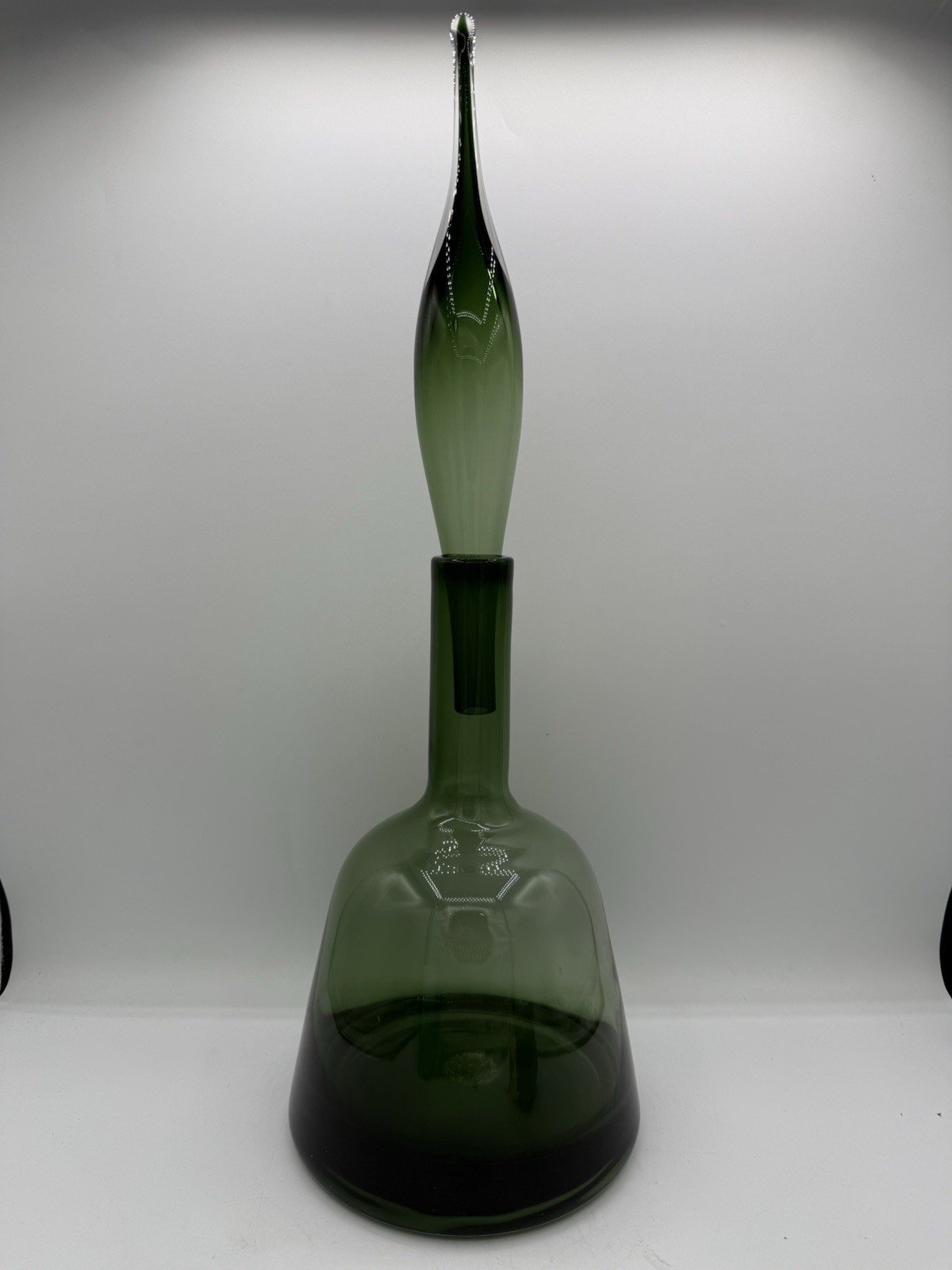Unknown Maker Import Flame Stopper Vintage Decanter MCM Blenko Style Glass