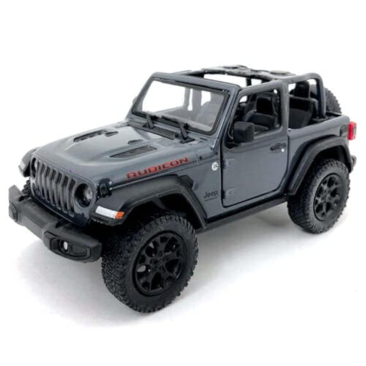 Jeep 2018 Wrangler Rubicon Grey Open Top Convertible 1/34 Scale Diecast Car_