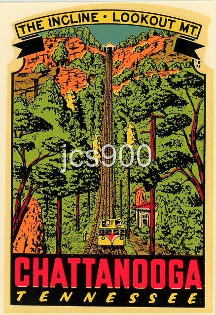 VINTAGE INCLINE LOOKOUT MOUNTAIN CHATTANOOGA TENNESSEE TRAVEL SOUVENIR DECAL ART
