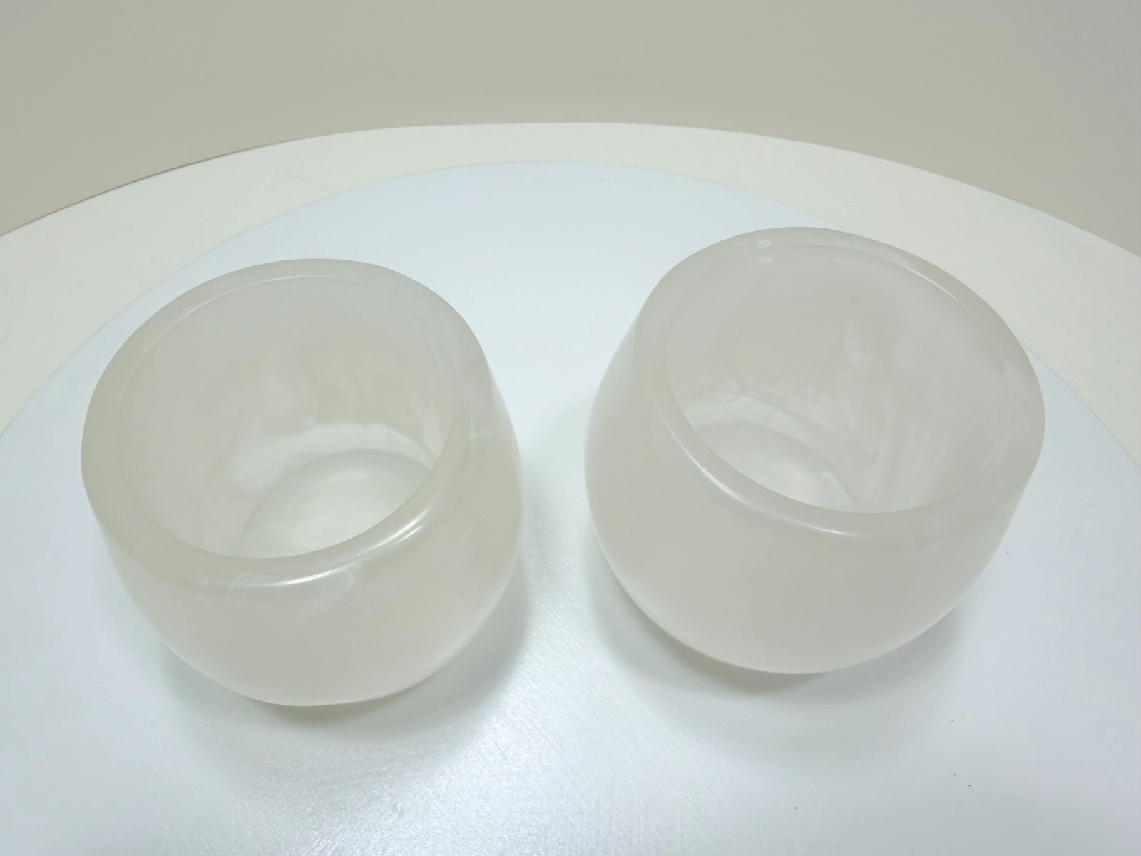 2 Vintage Transluscent Alabaster Swirl Lucite Votive Candle Holders 2 Vintage Transluscent Alabaster Swirl Lucite Votive Candle Holders