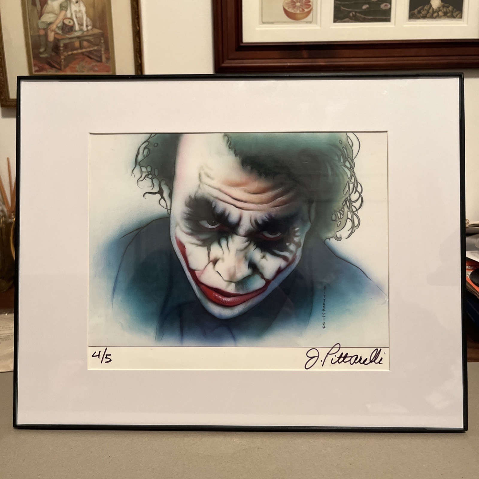 Rare Signed Joker Heath Ledger Limited Edition Framed Print by Jeff PITTARELLI