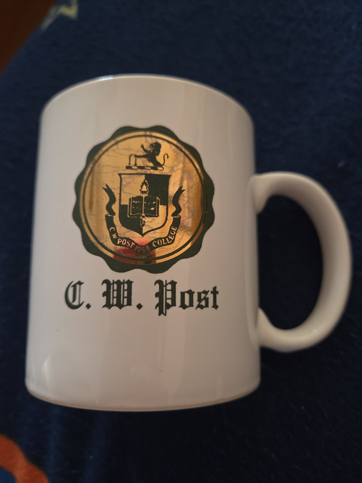 Vintage CW Post College Long Island University LIU Coffee Mug Gold Crest 1954