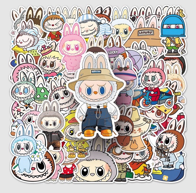 50 Pcs Cute Bunny Monster Vinyl Stickers Pack for Laptop/Water Bottle Labub