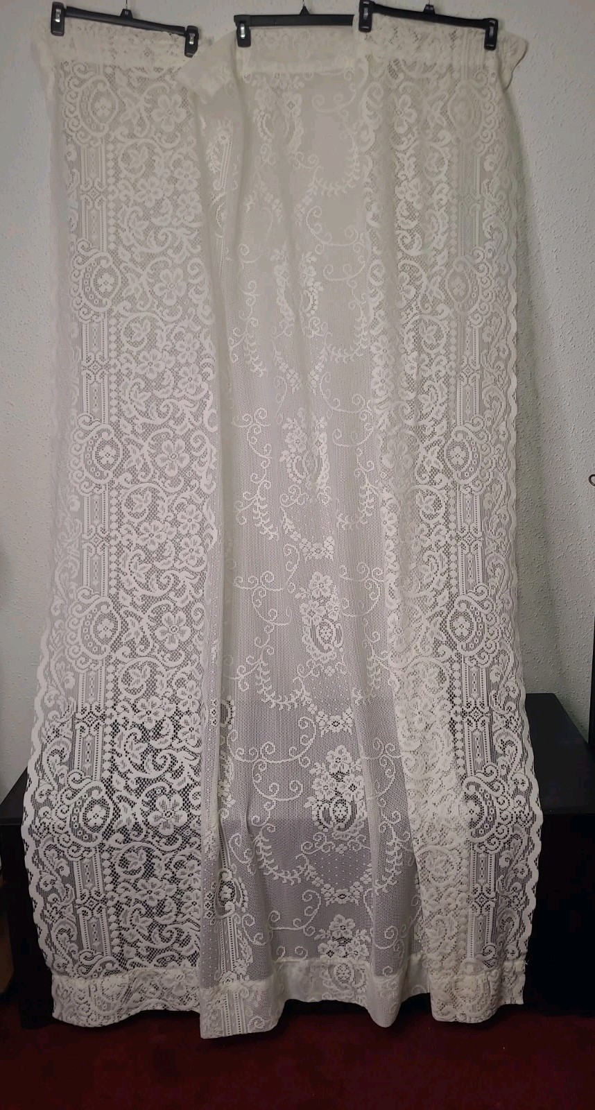 VTG JC Penney Lace Curtains Romantic Sheers Ivory Rod Pocket 56X82” USA 2 Panels