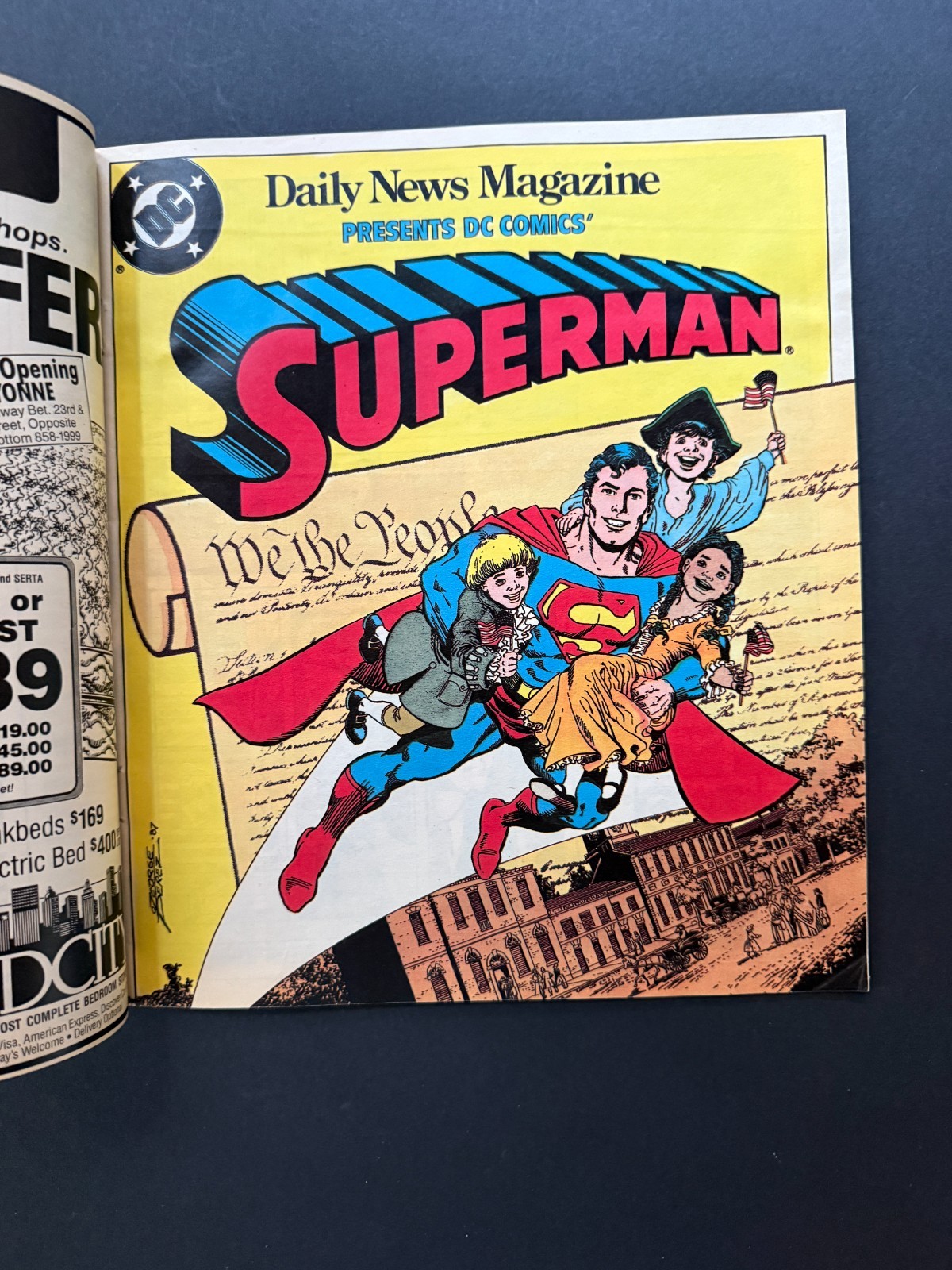 Rare George Perez Superman Daily News Magazine story. Never reprinted.