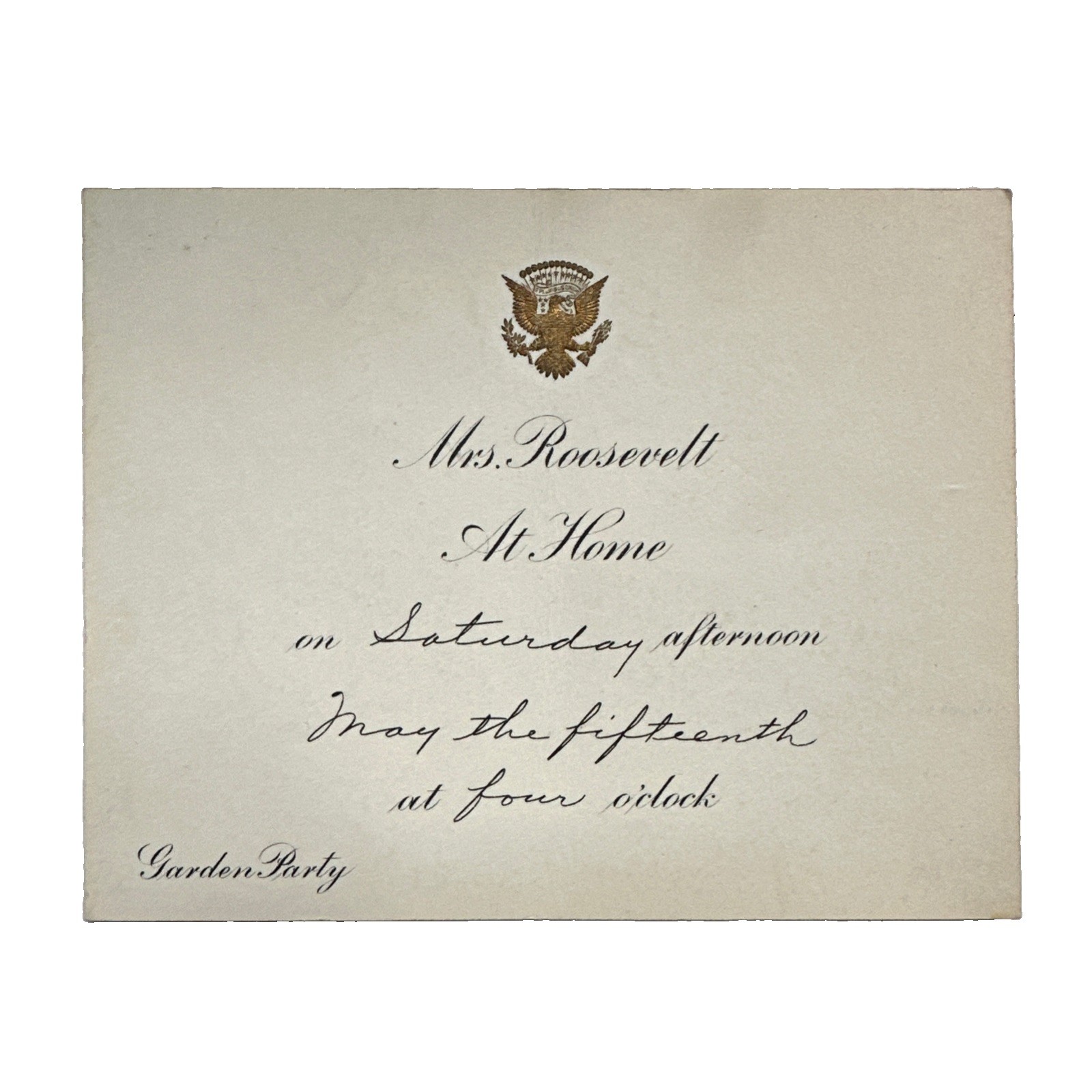 White House Embossed Invitation From First Lady Eleanor Roosevelt 1930s VTG