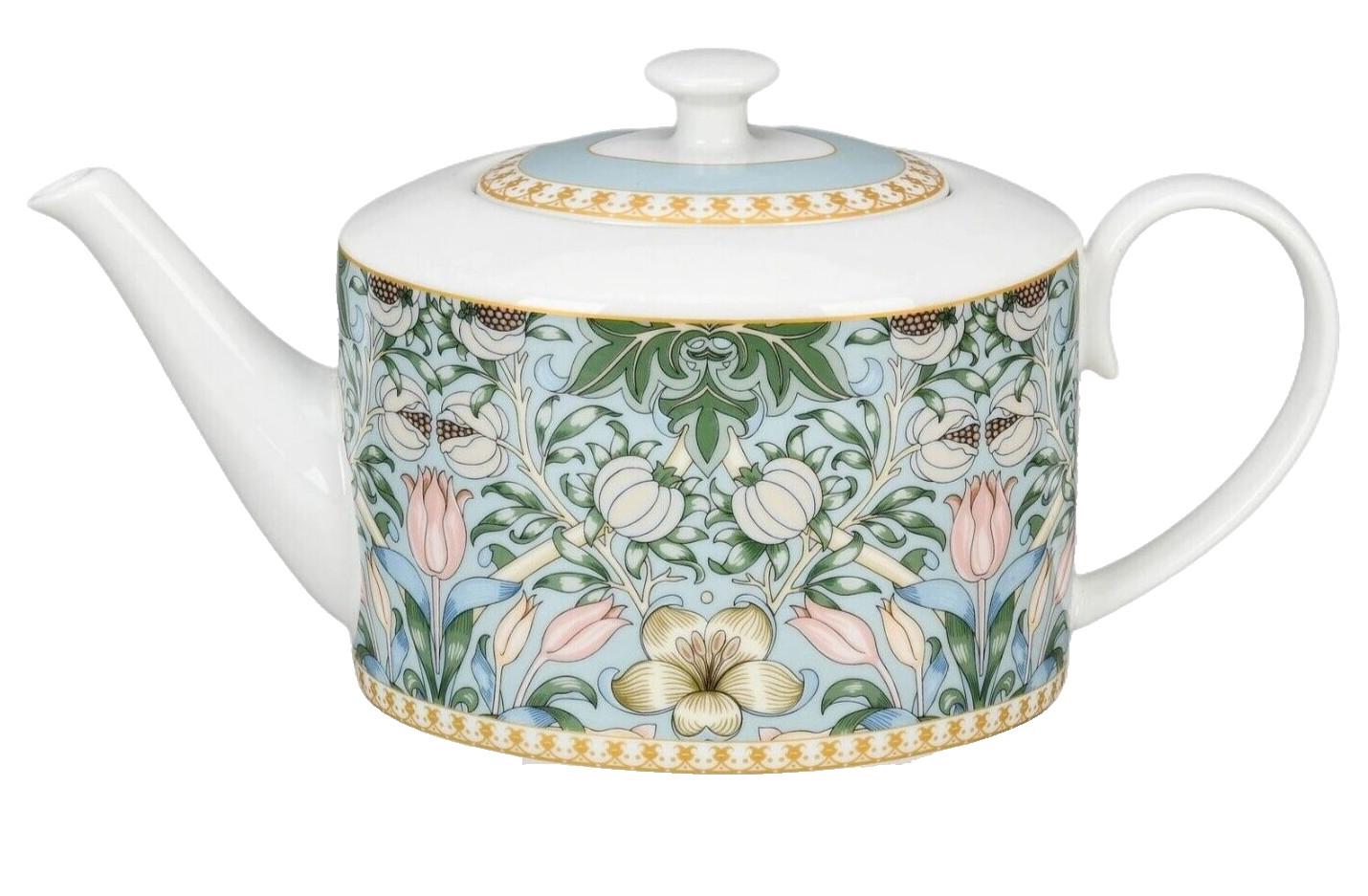 STPGOODS Morris Garden Porcelain Teapot in Gift Box Ceramic 1.2 qt Tea Pot