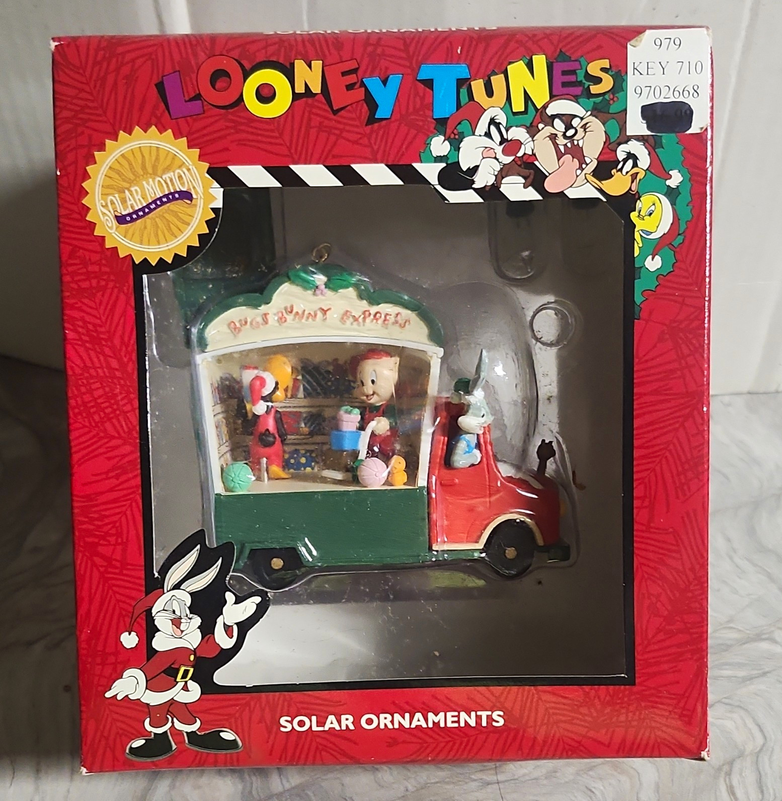 Rare NOS Bugs Bunny Express Solar Ornaments Looney Tunes Christmas Truck 