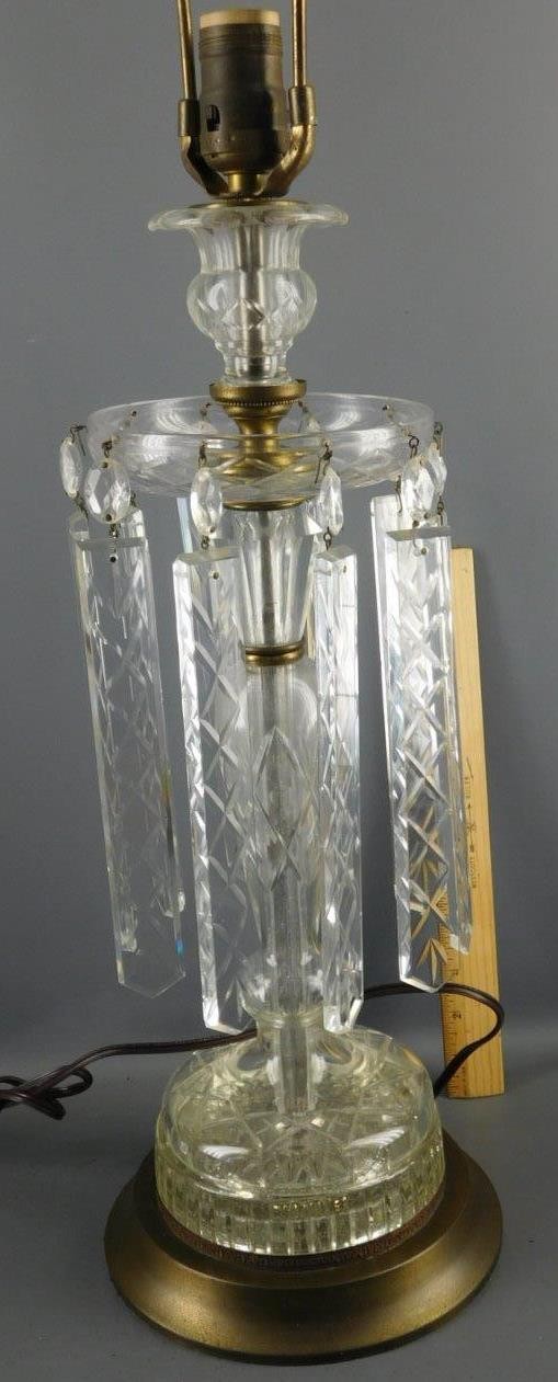 ANTIQUE ELEGANT CUT CRYSTAL LUSTER TABLE LAMP 8\'\' PRISMS
