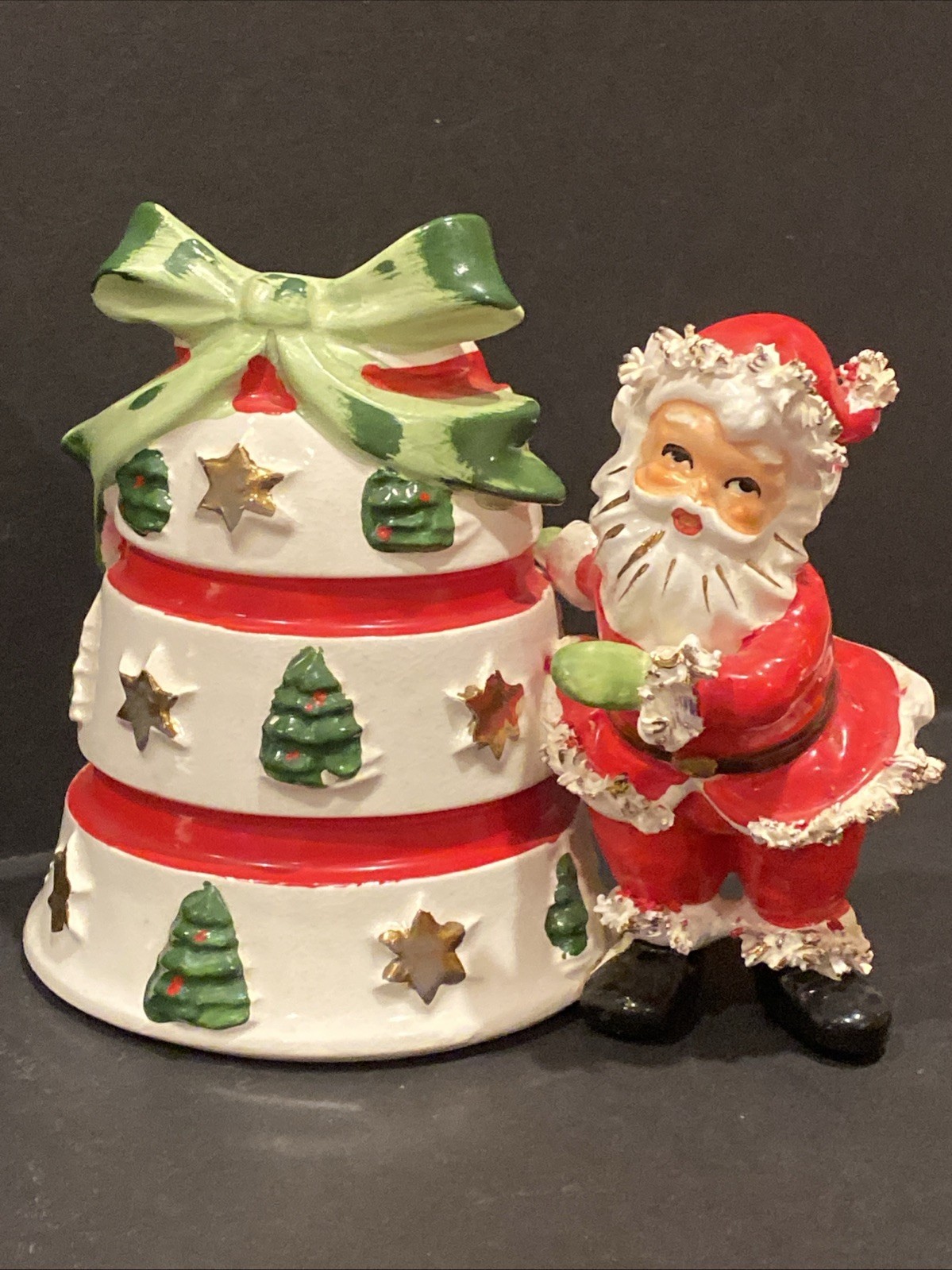 Vtg Relpo Christmas Spaghetti Santa Bell Planter Japan Ceramic 1950’s MCM Vtg Relpo Christmas Spaghetti Santa Bell Planter Japan Ceramic 1950’s MCM