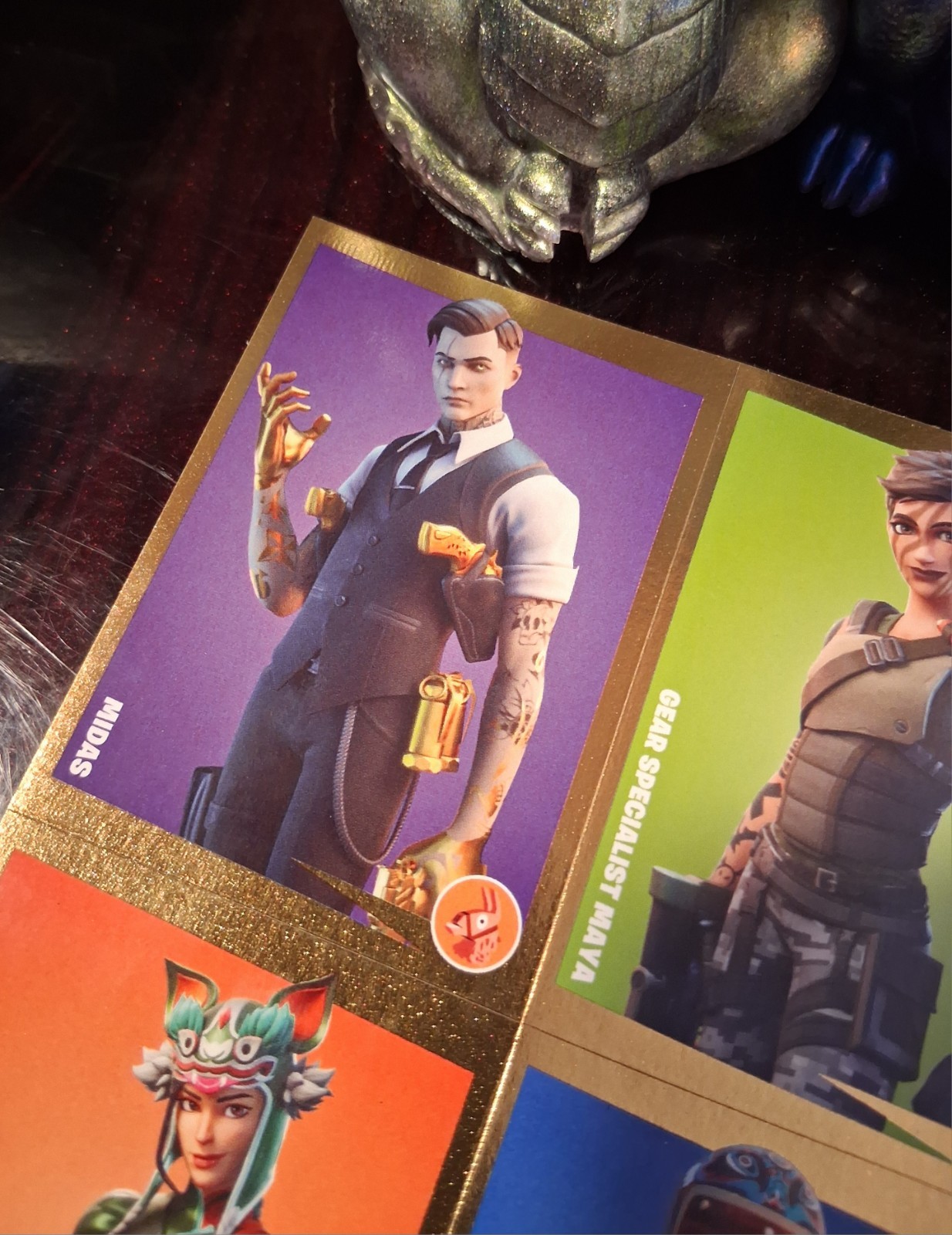 ✨️2022 Panini Fortnite Golden Frames Series UNCUT SHEET ~ Midas, Tigress ✨️