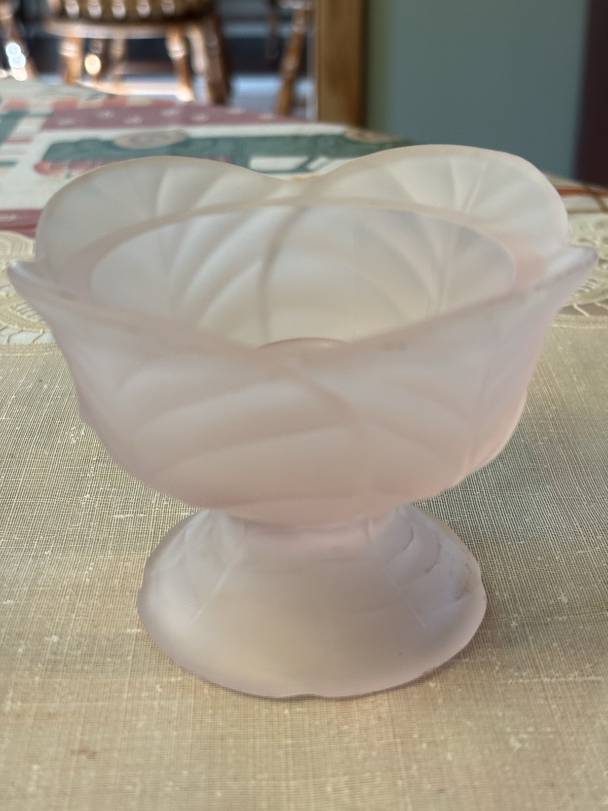 Vtg Viking Pink Satin Glass Candle Holder Could Be Used As Fairy Light Base MCM