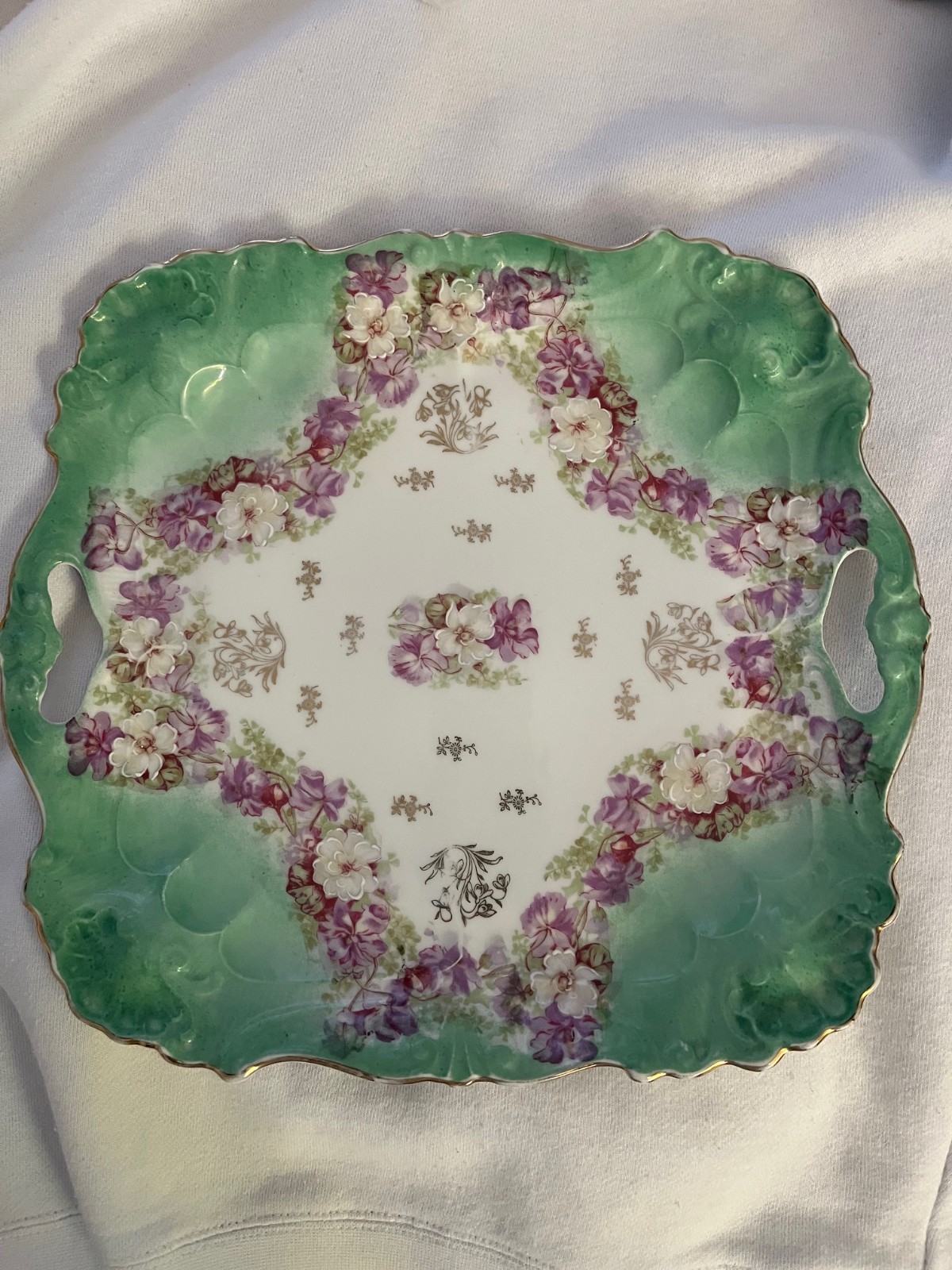 Antique European Porcelain handled serving/serving tray /REAL Antique 1890-1920s