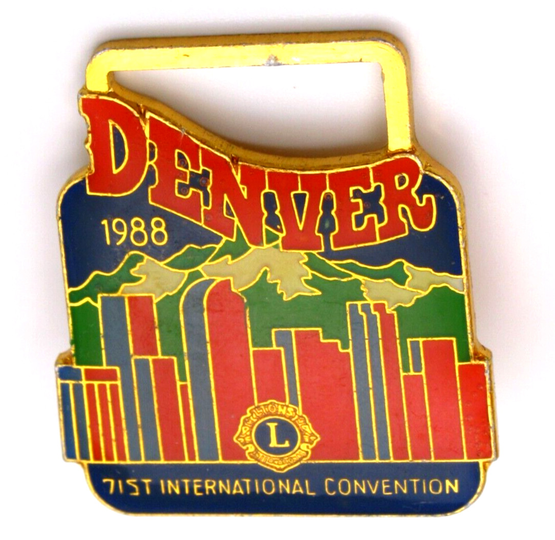 Vintage Lions Club Pin 1988 Denver 71st Intl Convention Skyline Mountains