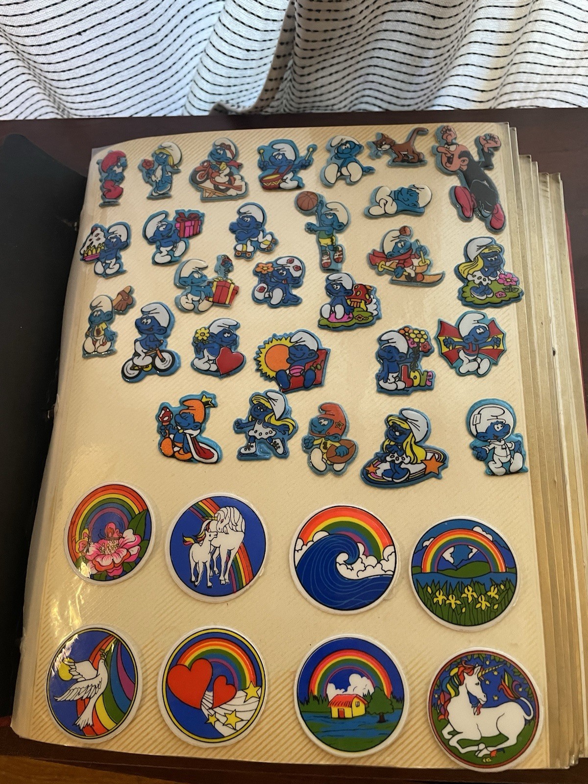 Vintage 1980s Puffy Sticker Album Collection Smurfs Pac-Man Sega Turbo ET Read