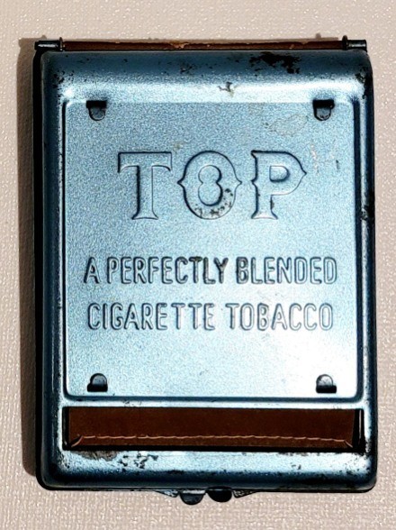 VTG TOP CIGARETTE ROLLER--METAL BLUE--4 3/8\