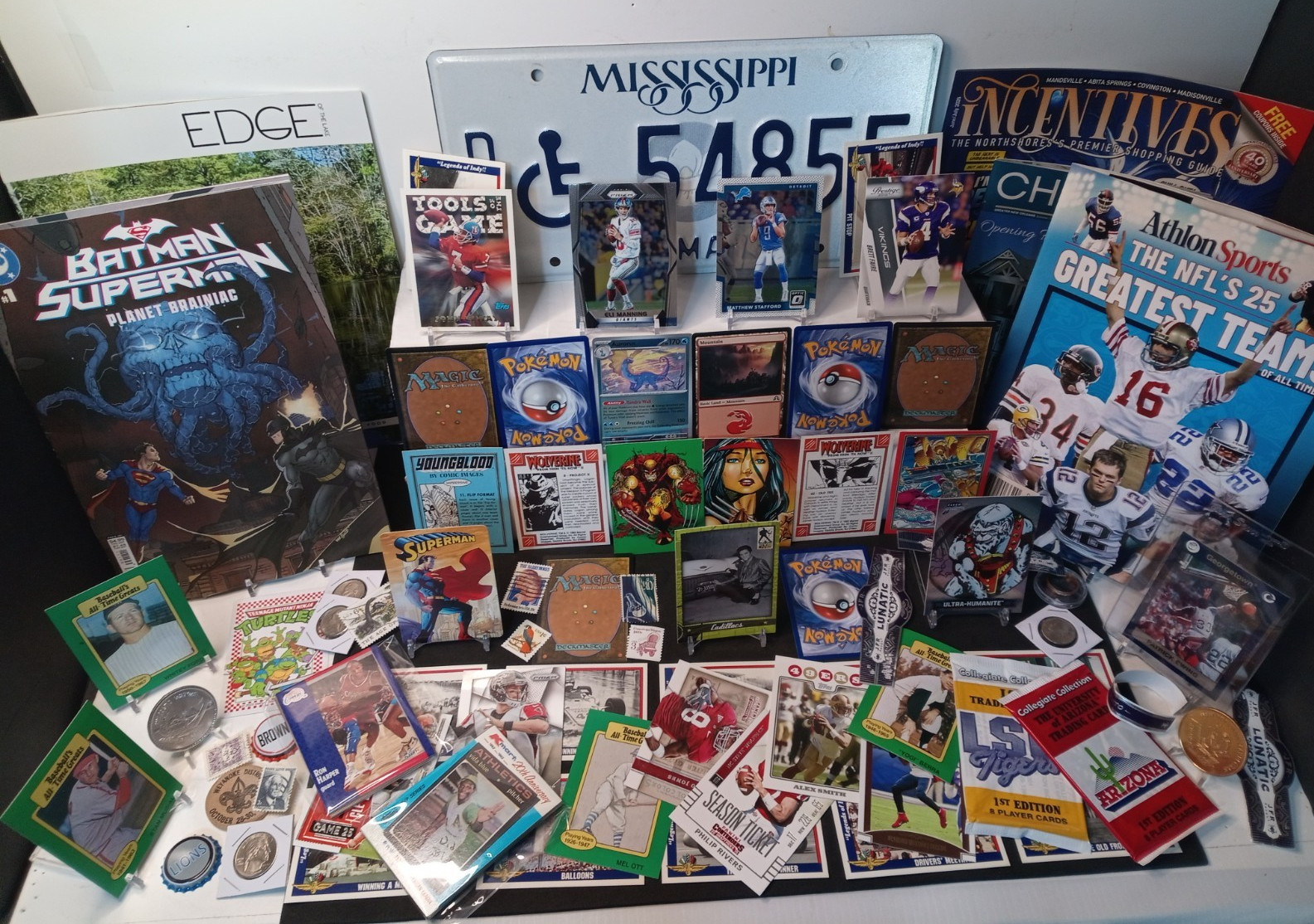 Junk Drawer Lot Collectibles, Sports and Non-Sports Cards, Comic, Misc #J916