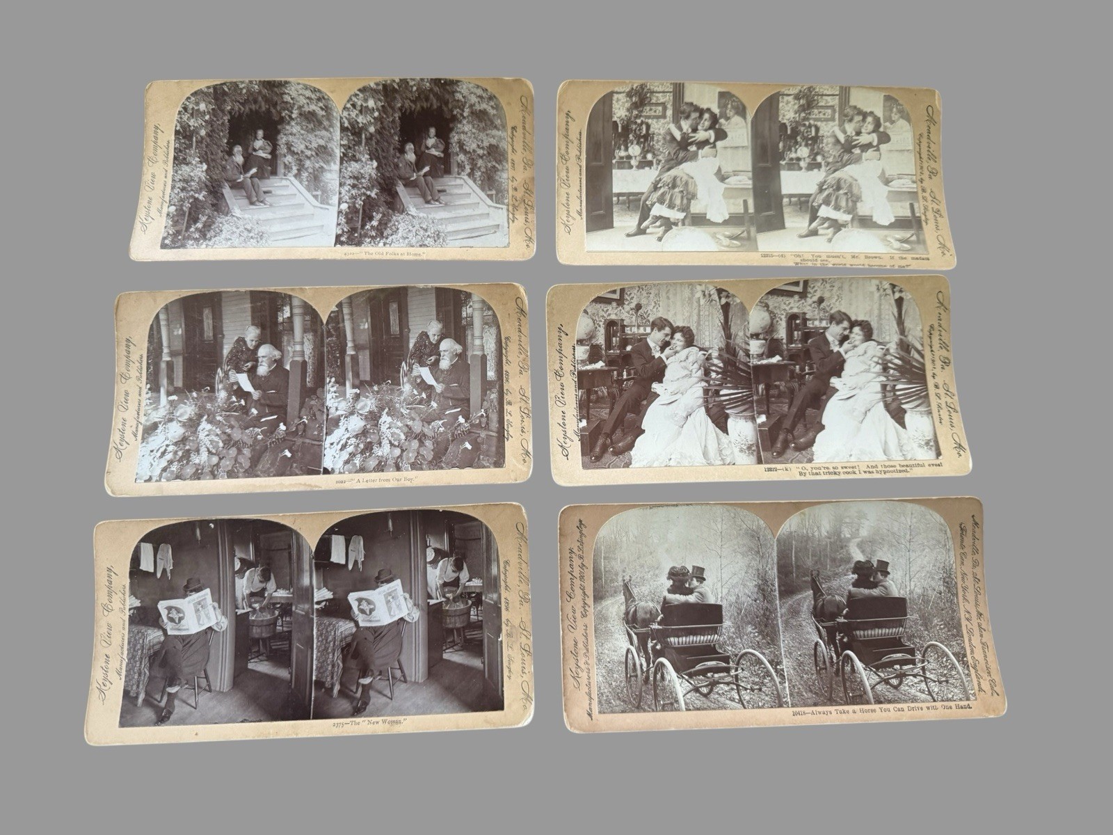Lot 6 Antique Keystone View Co Stereoview Cards Comic Romance Genre Scenes