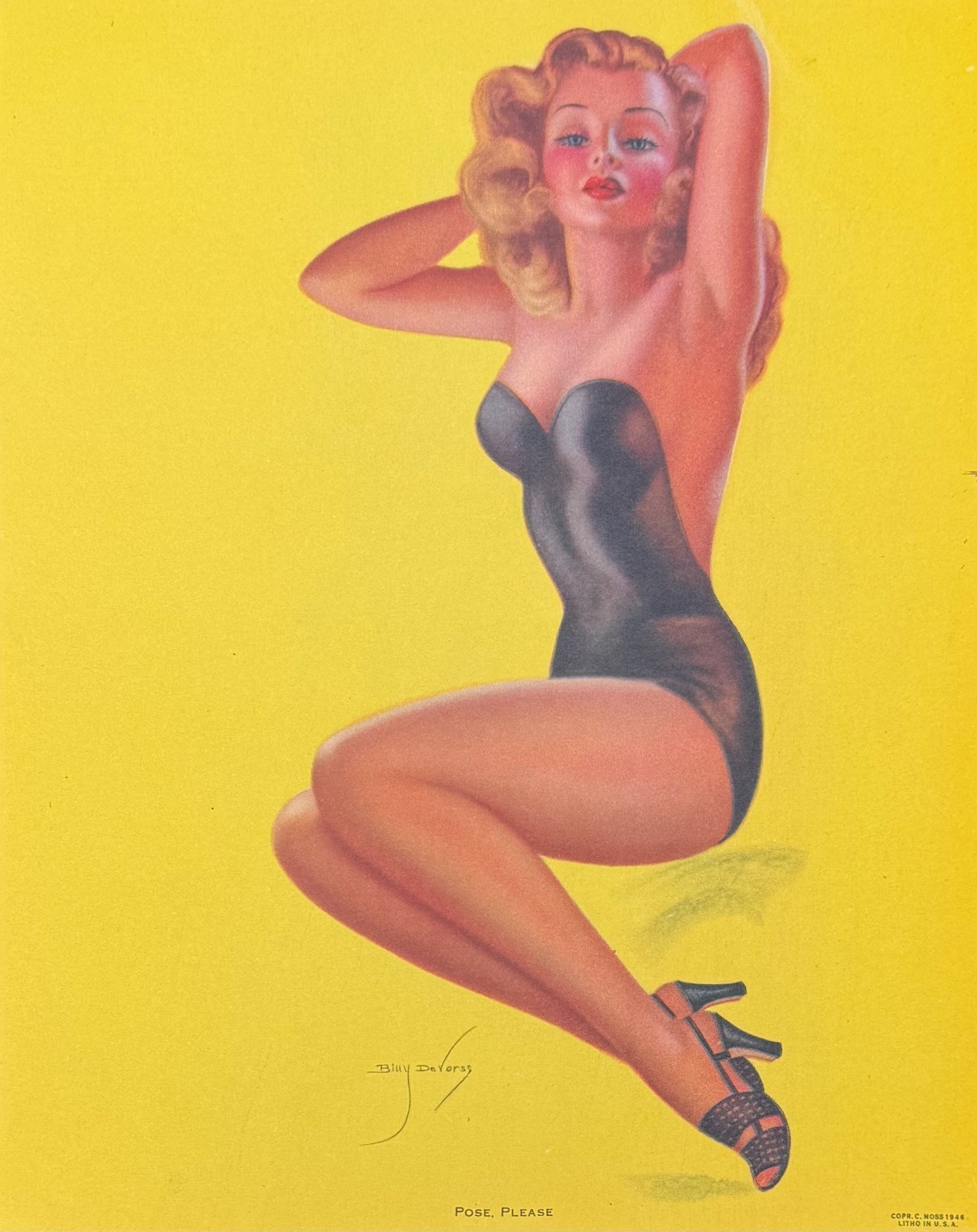 Original Vintage 1946 Billy DeVorss Pin Up Print Pose Please 9.75x7.75