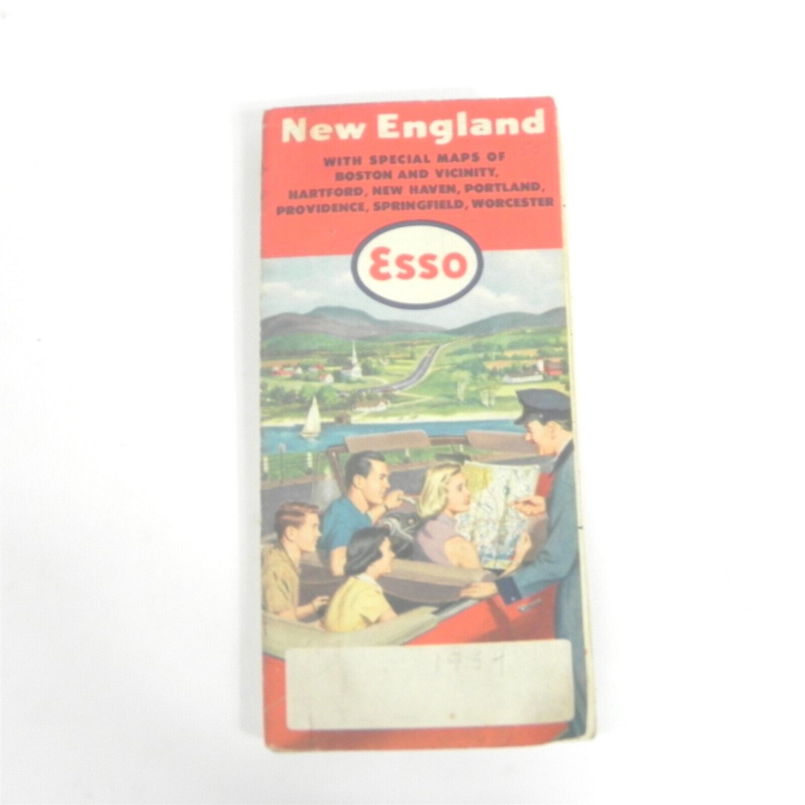 VINTAGE 1954 ESSO OIL COMPANY MAP OF NEW ENGLAND TOURING GUIDE GAS OIL PROMO