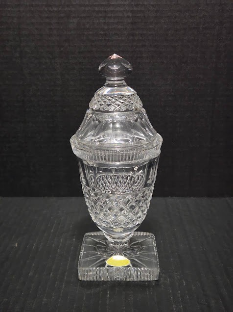 Bohemian Lead Crystal Covered Pedestal Bowl Czech