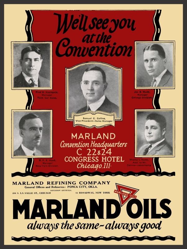 1922 Style MARLAND Refining Co. Oil Officers NEW METAL SIGN: 9x12\