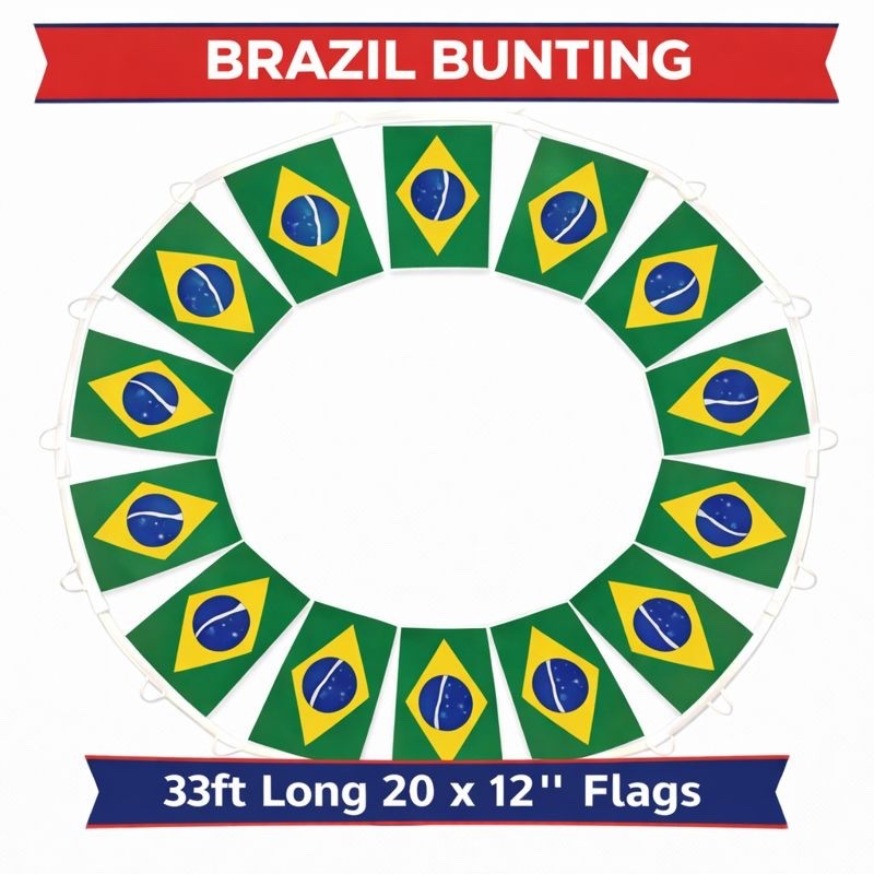 10 Metre\'s Brazil Brasil 20 XL Flags Bunting Copa America 