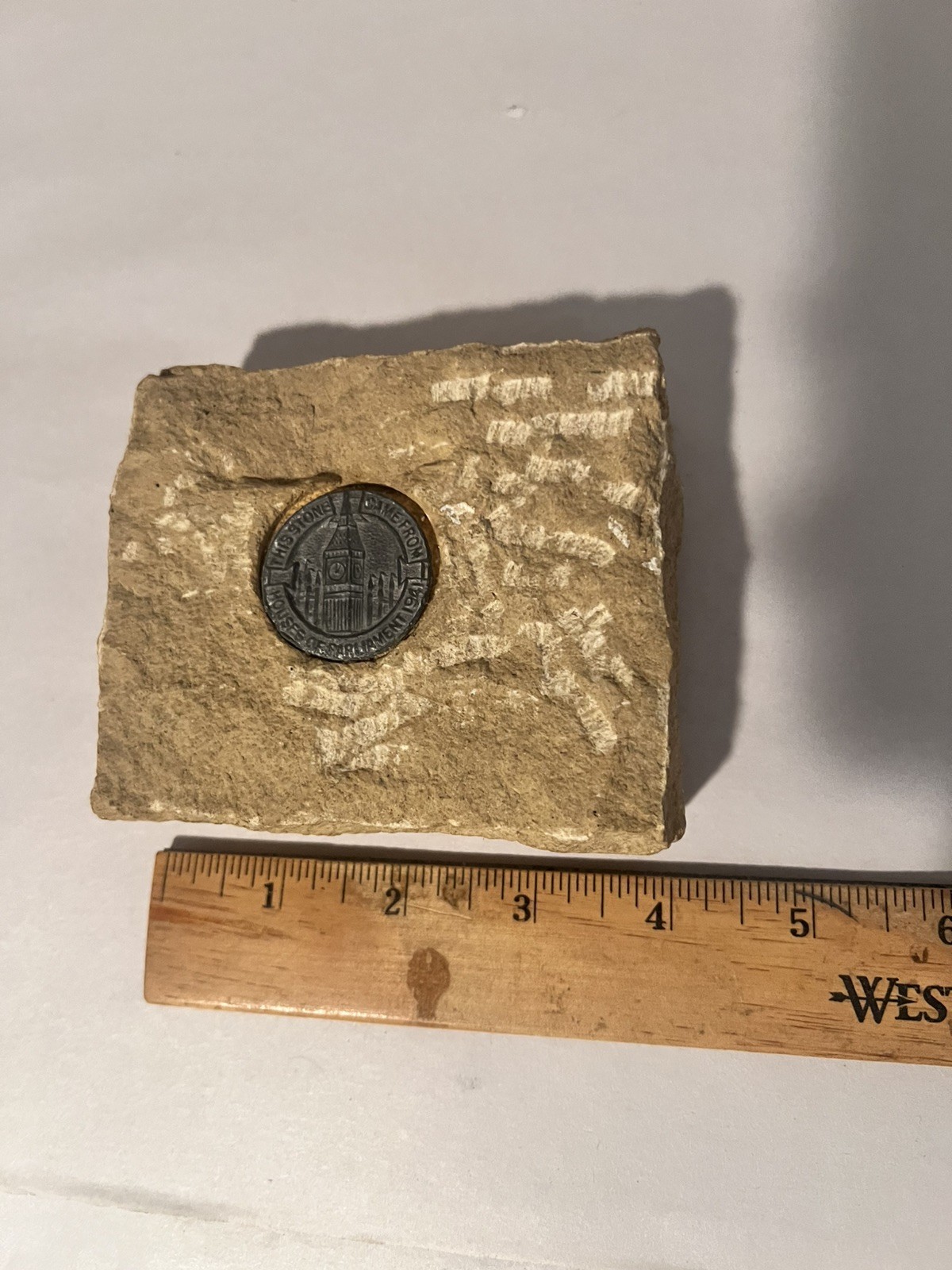 WWII Houses of Parliament Stone Paperweight -1941 Blitz Relic Britain England 