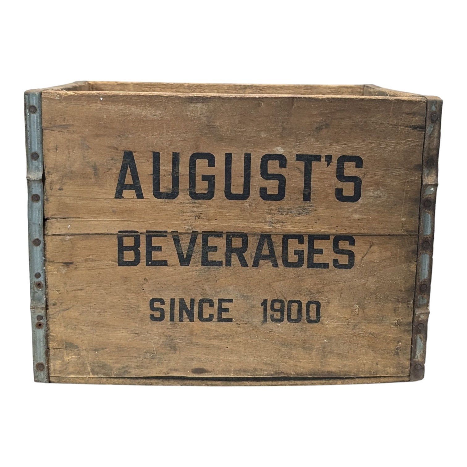 Rare August Beverage Co Wood Crate Mahonoy City PA 1948 Antique Box