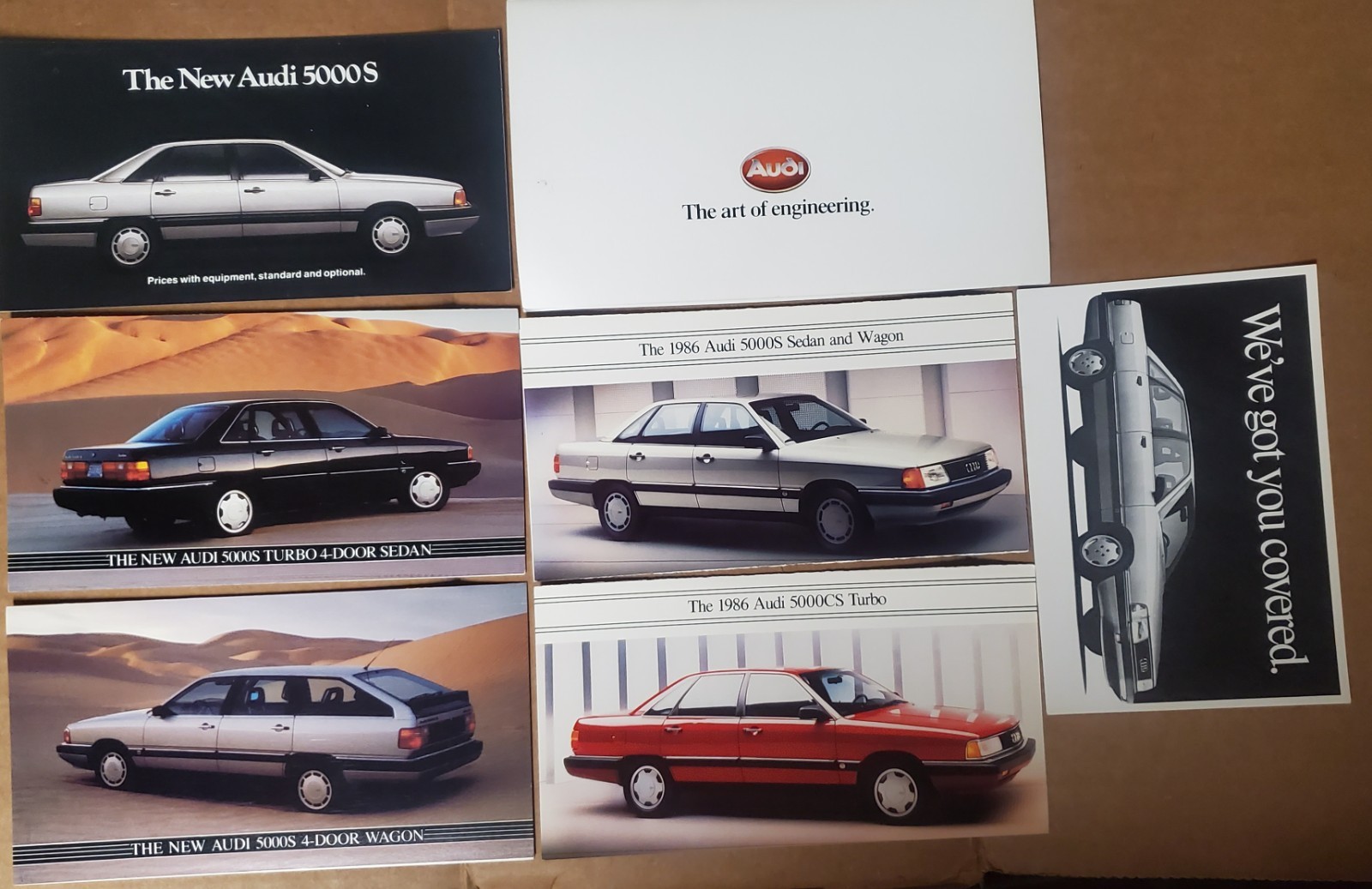 7 Audi 5000 Mailer Folder Brochures 1984 1985 1986 5000s Turbo, Wagon Post Card