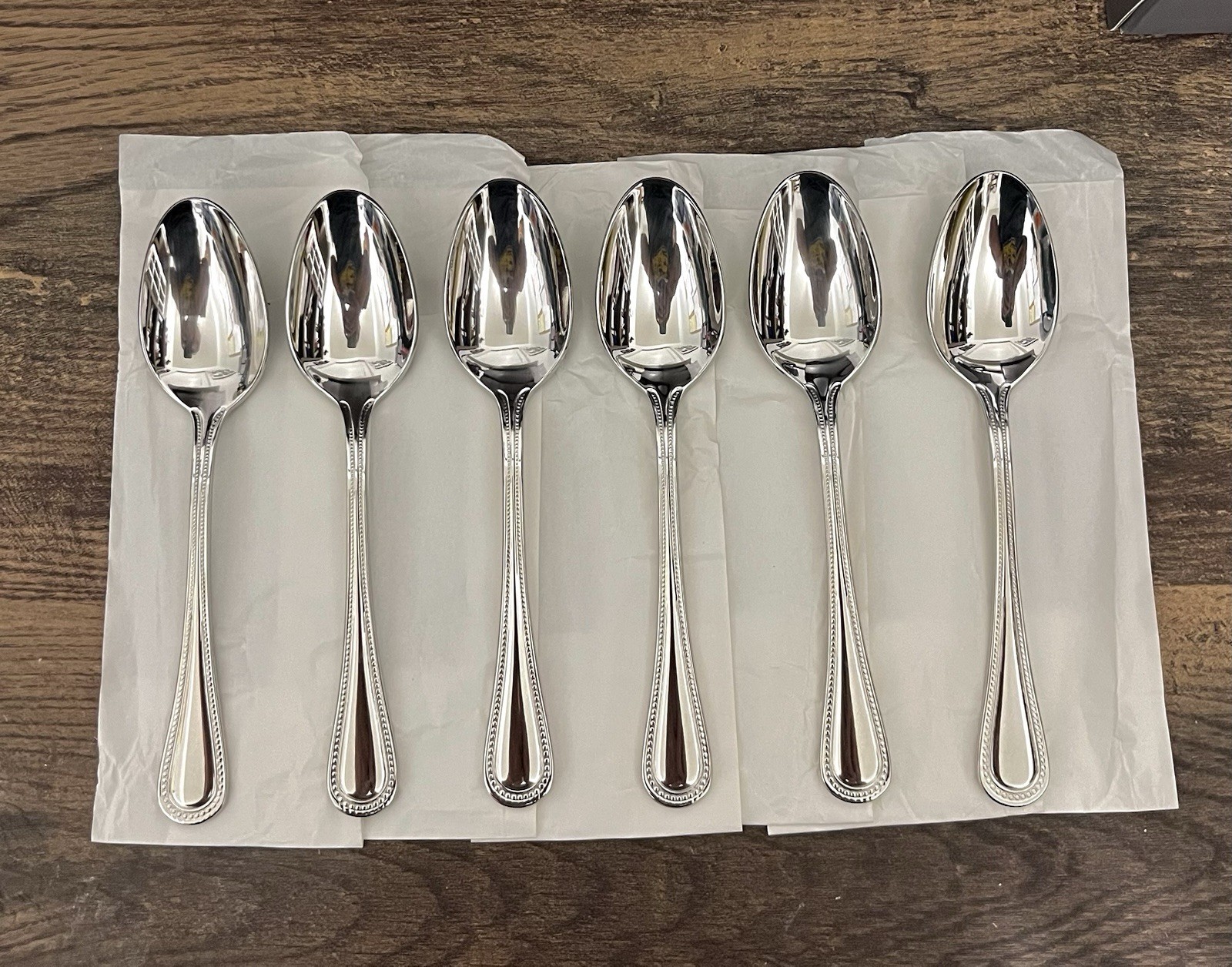 6-Wallace CONTINENTAL BEAD Teaspoon 6-1/4” Set Of 6 Stainless New