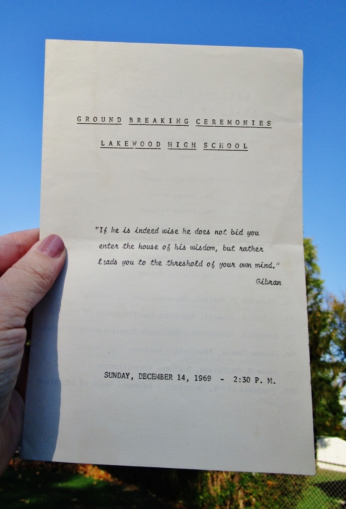 1969 Ground Breaking Ceremonies Vintage Program: LAKEWOOD HIGH SCHOOL NJ