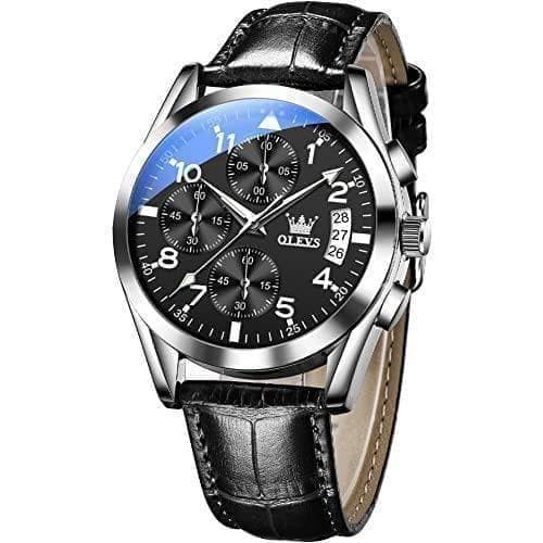 OLEVS Men\'s Black Simple Waterproof Business Watch with Date