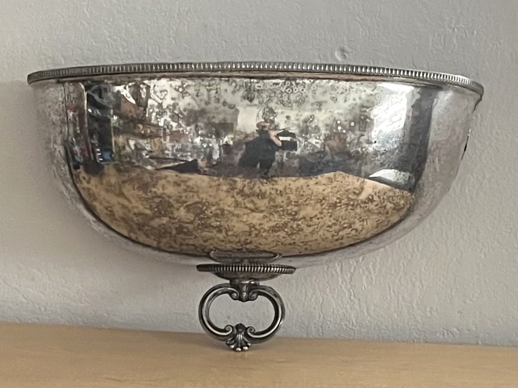 Silver-Plated Wall Pocket Planters Repurposed from Antique Meat Domes w/Insert Silver-Plated Wall Pocket Planters Repurposed from Antique Meat Domes w/Insert