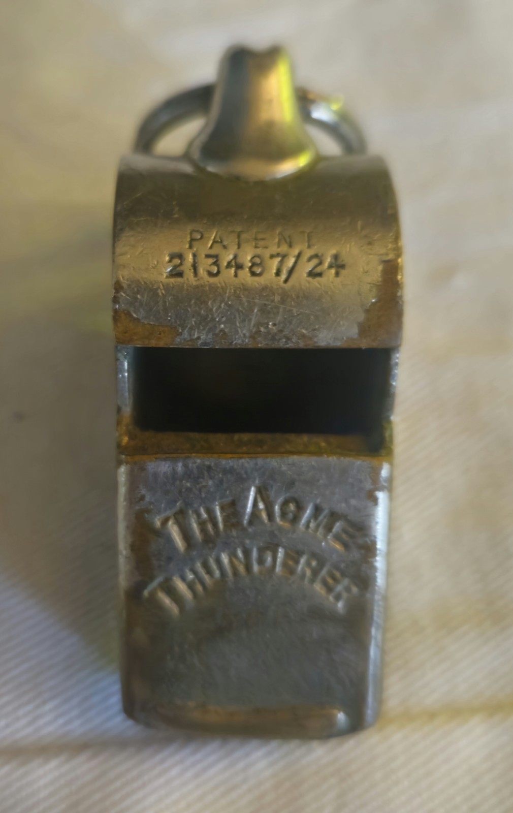 Acme Thunderer Hudson\'s Patent Brass  Whistle Stamped Works P.W.Permanent Way 