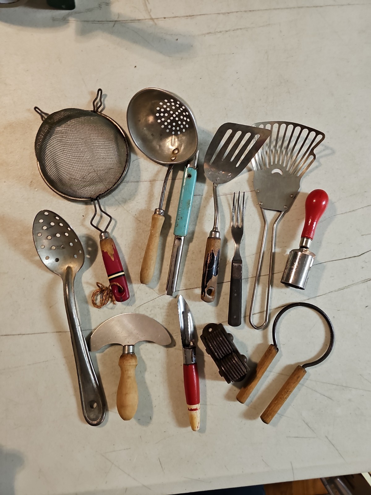 Vintage Primitive Kitchen Utensil Lot. Farmhouse Decor Country