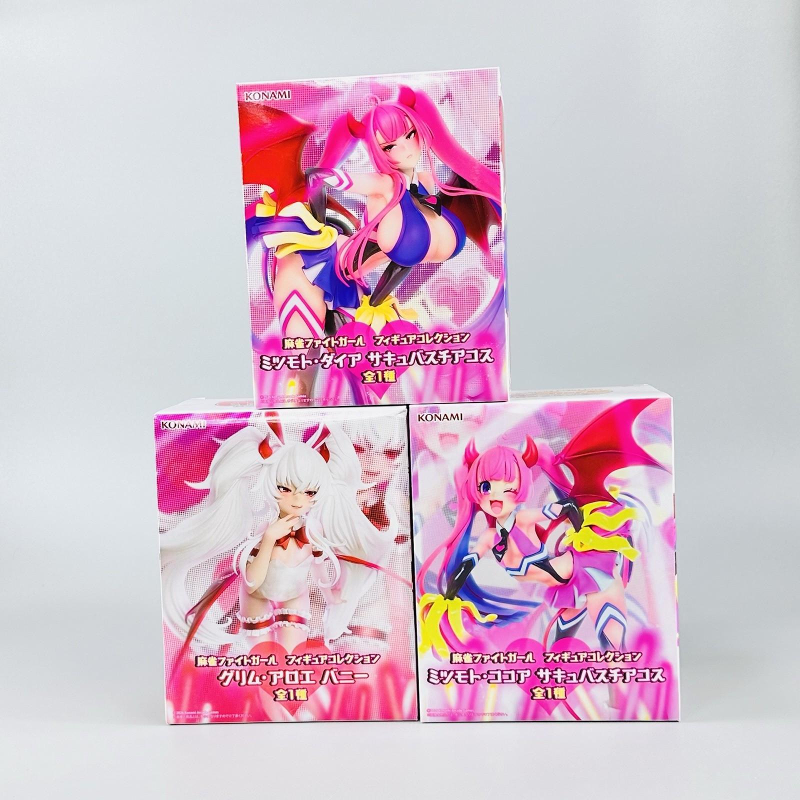 Authentic Mahjong Fight Girl Figure Set of 3 - Mitsumoto Cocoa Dia & Grim Aloe