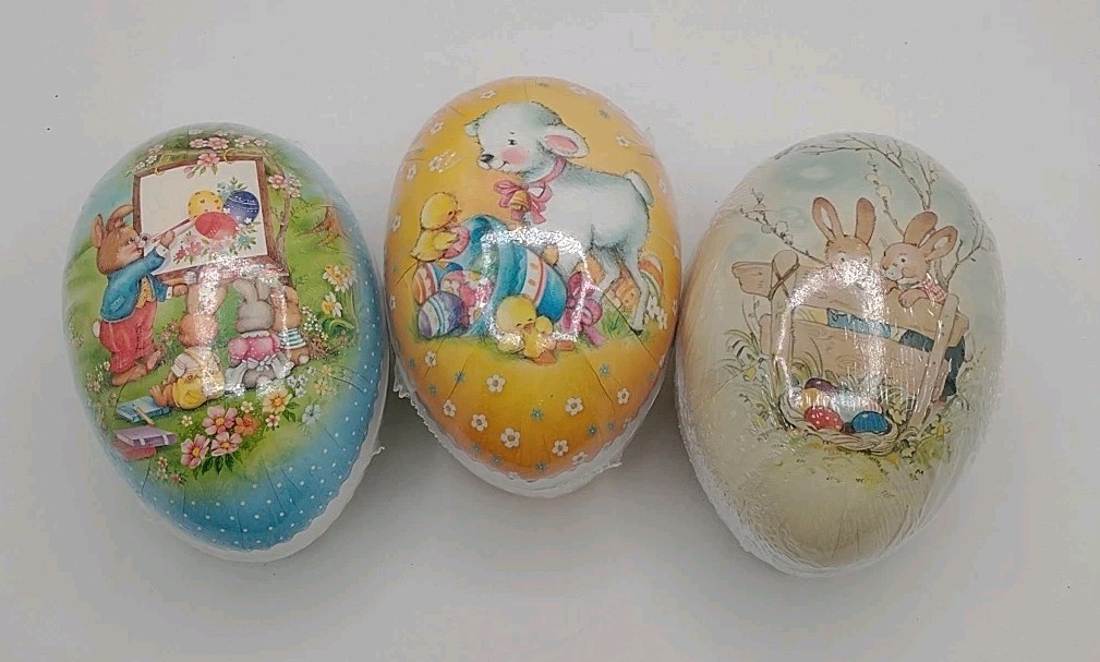 Nestler Easter Joy 3 Paper Mache Egg Set Small Made in Germany New Sealed
