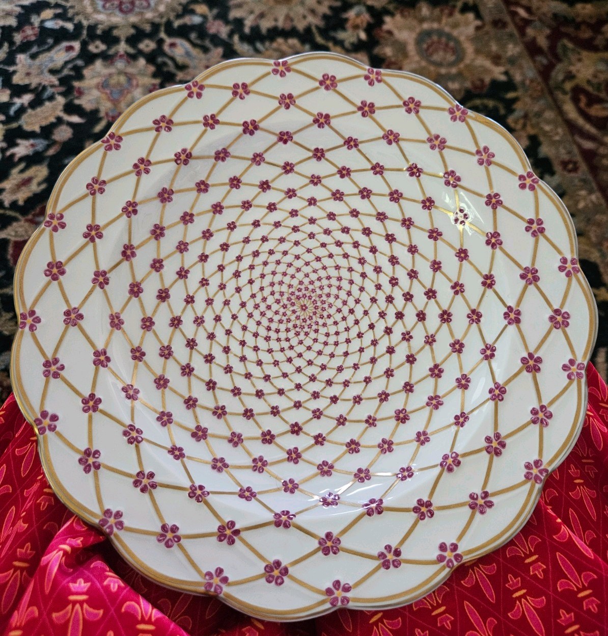 One (1) Haviland Limoges Porcelain Plate, Ruby Red & Gold, 40th Ruby Anniversary