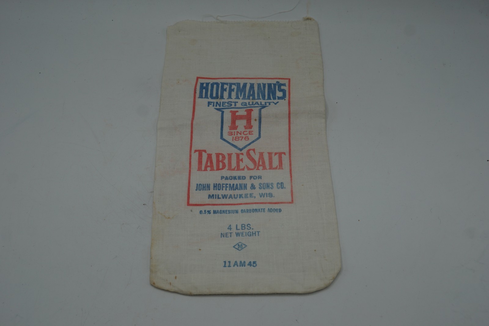 Vintage Hoffmann's Table Salt Advertising Cloth Bag Sample Milwaukee WI 4 LBS
