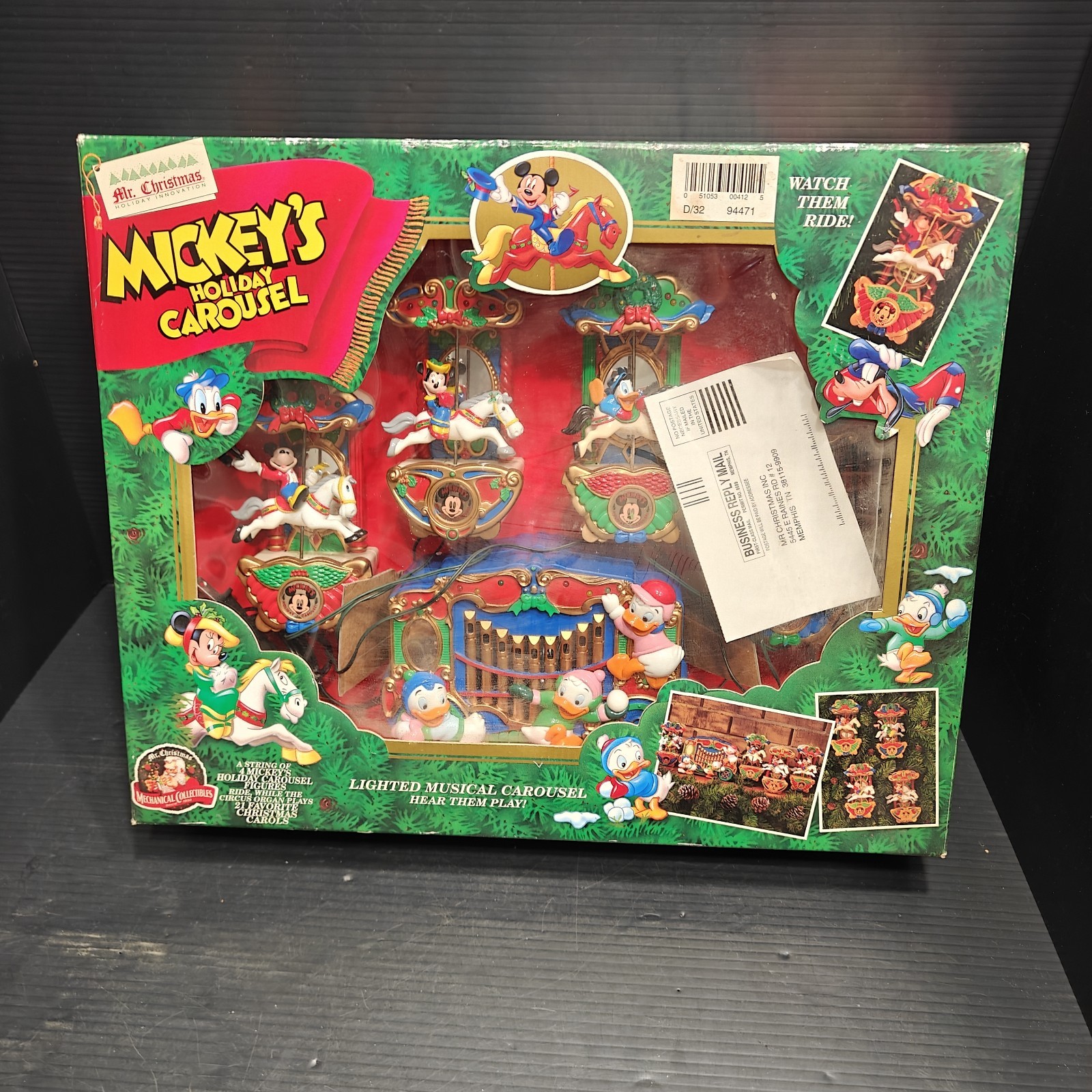 Vintage 1993 Mr Christmas Mickeys Holiday Carousel Disney New In Box Open Box...