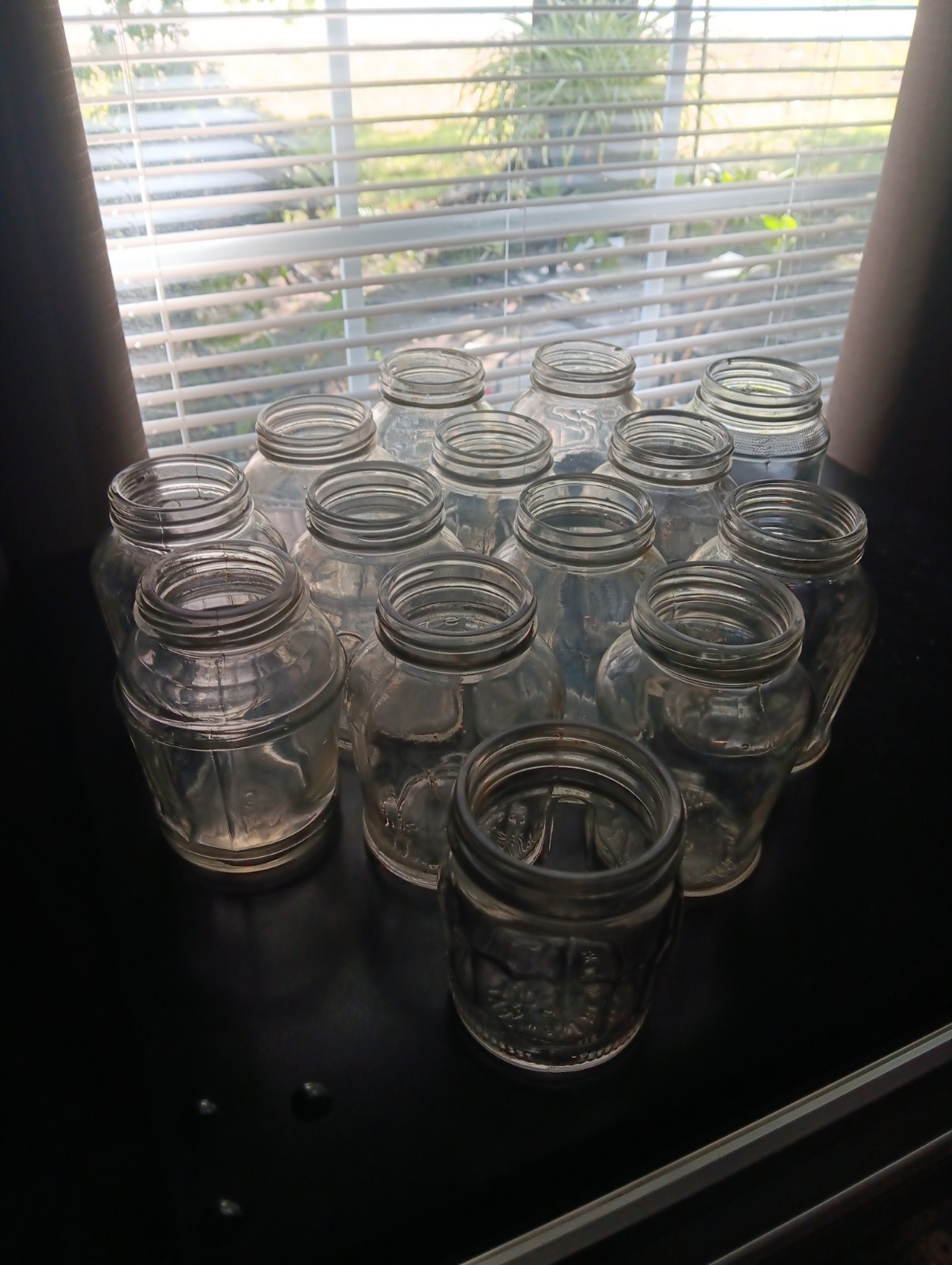 Lot Of 14 Vintage Clear Glass French\'s Jars