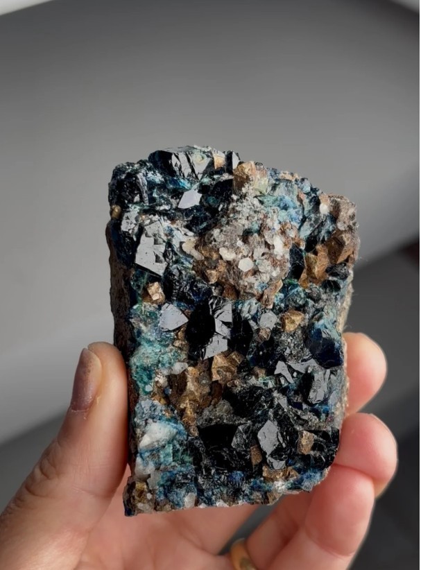 Blue Lazulite with Siderite – Rapid Creek, Yukon, Canada